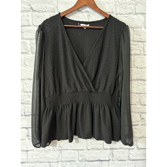 Maurices Tops - Maurices Witchy Whimsigoth Babydoll Top Size XL Black Sheer Sleeve Womens Grunge